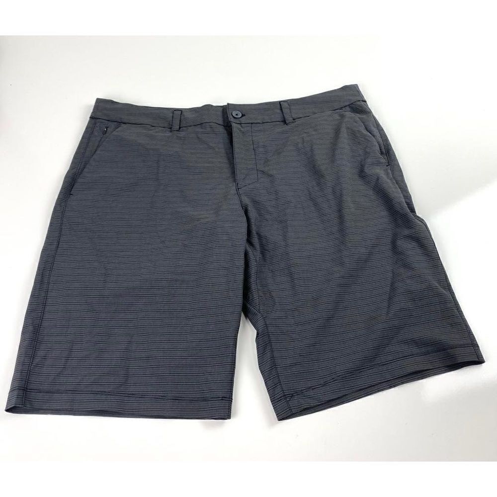 Hang Ten Quick Dry Hybrid Shorts Mens 38 Charcoal Gray Striped Golf Lightweight